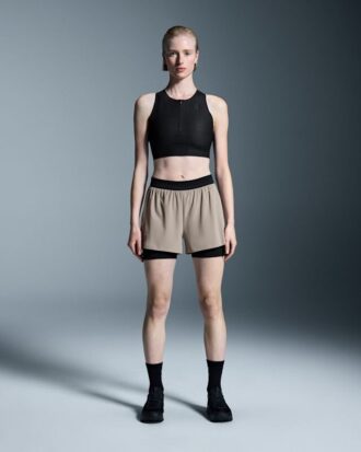 Mujer 3″ Performance 2/1 Shorts Ceniza | Negro