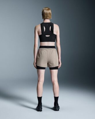 Mujer 3″ Performance 2/1 Shorts Ceniza | Negro
