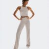 Mujer Pantalones de Punto Acanalados para Todo el Día Mujer Pantalones de Punto Acanalados para Todo el Día